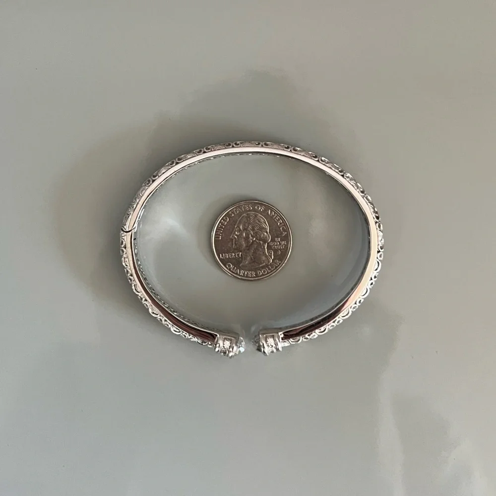Tacori 925 Sterling Silver CZ Hinged Bracelet - Picture 11 of 12